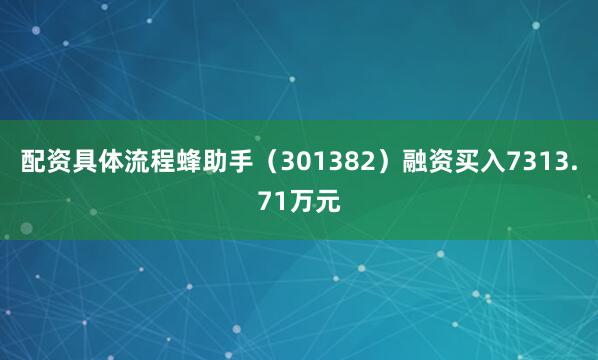 配资具体流程蜂助手（301382）融资买入7313.71万元